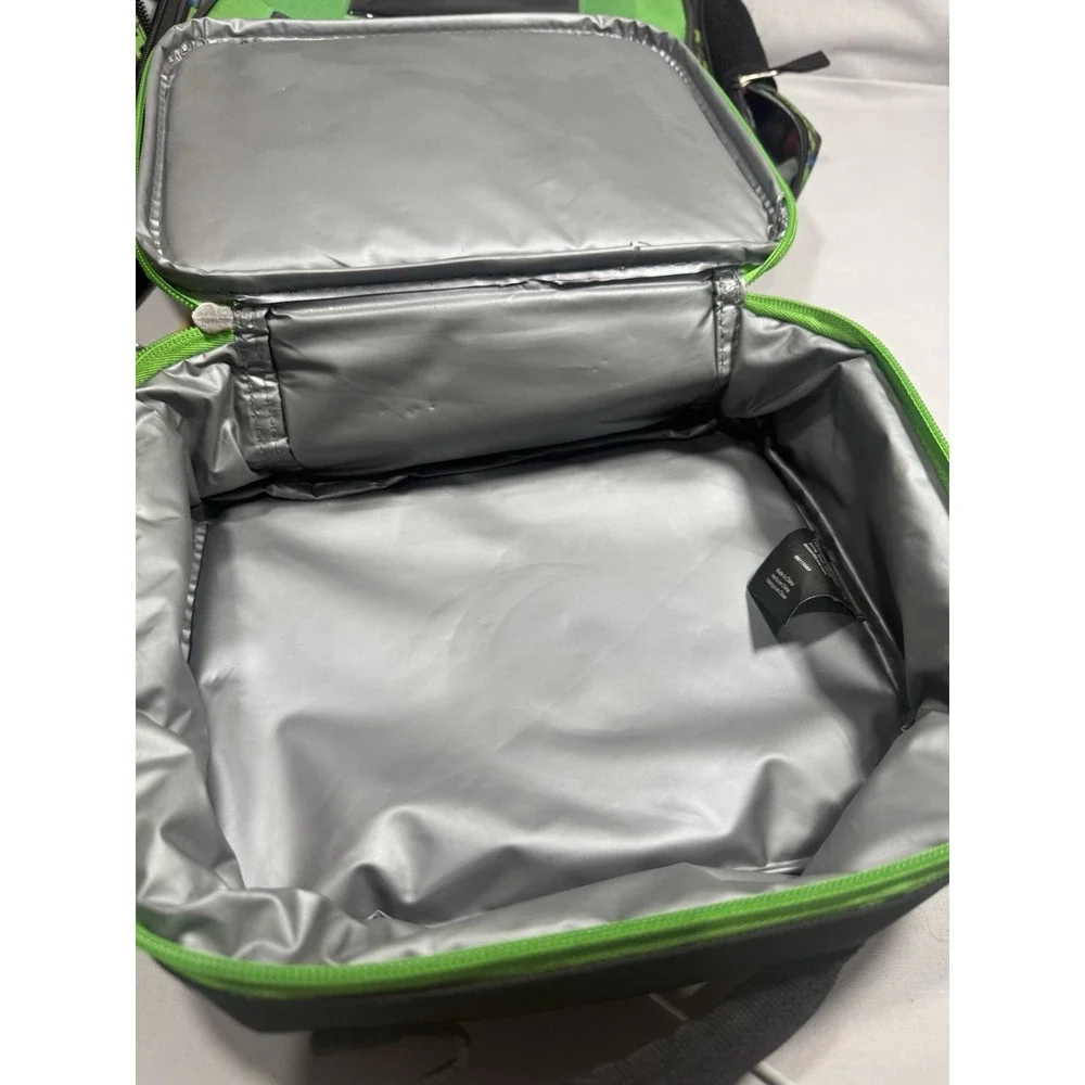Minecraft Creeper Backpack‎ & Lunchbox Set Black Green School Bag GUC